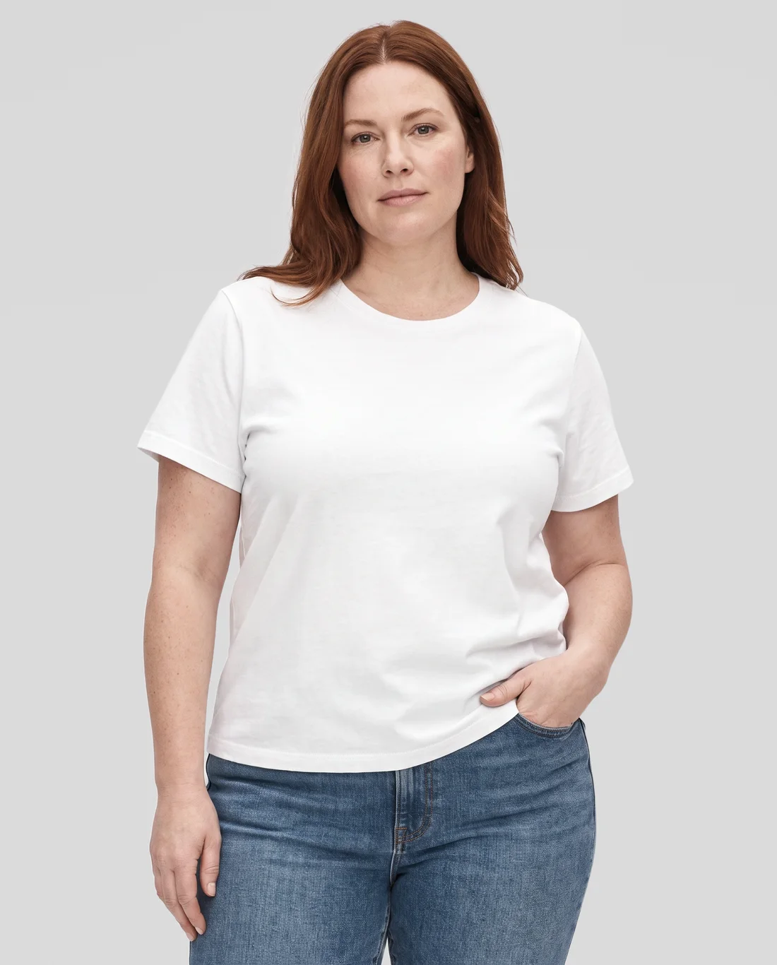 Women's Cotton Relaxed tee in White, worn in size XL