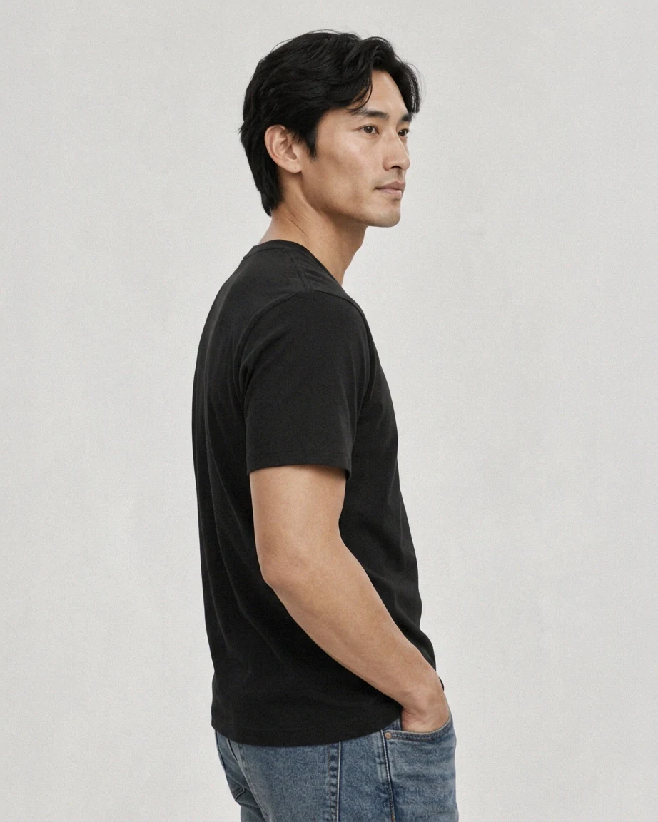 Men's Cotton Relaxed — Midweight, side fit on model Men's Cotton Relaxed — Midweight, side fit on model
