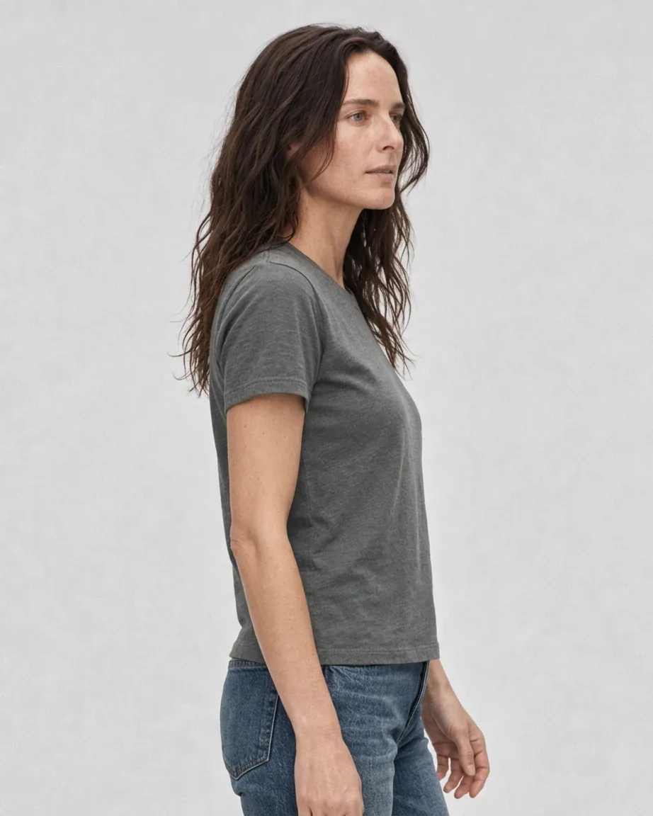 Women's Cotton Relaxed, side fit on model in the original shoot color