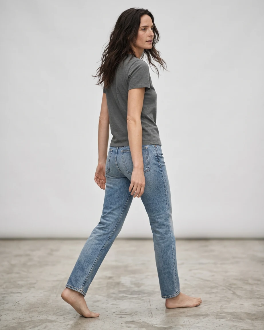 Women's Cotton Relaxed, walking fit on model Women's Cotton Relaxed, walking fit on model