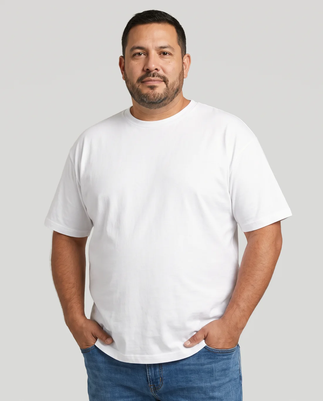Men's Cotton Relaxed tee in White, worn in size XL