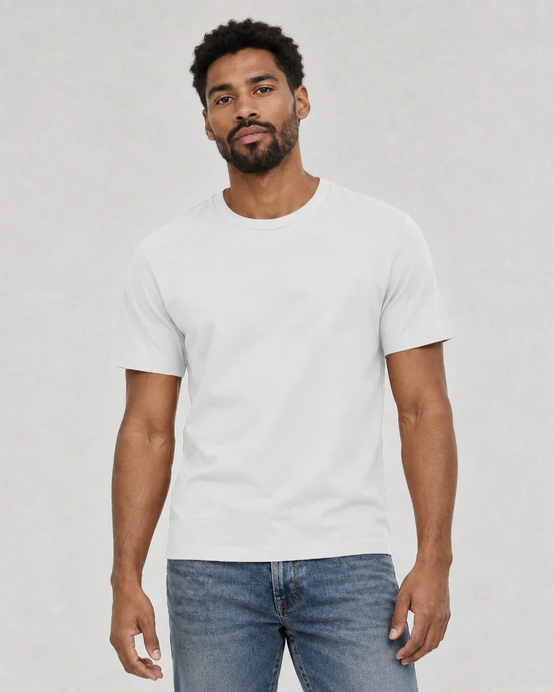 Men's Cotton Fitted — White, front on model