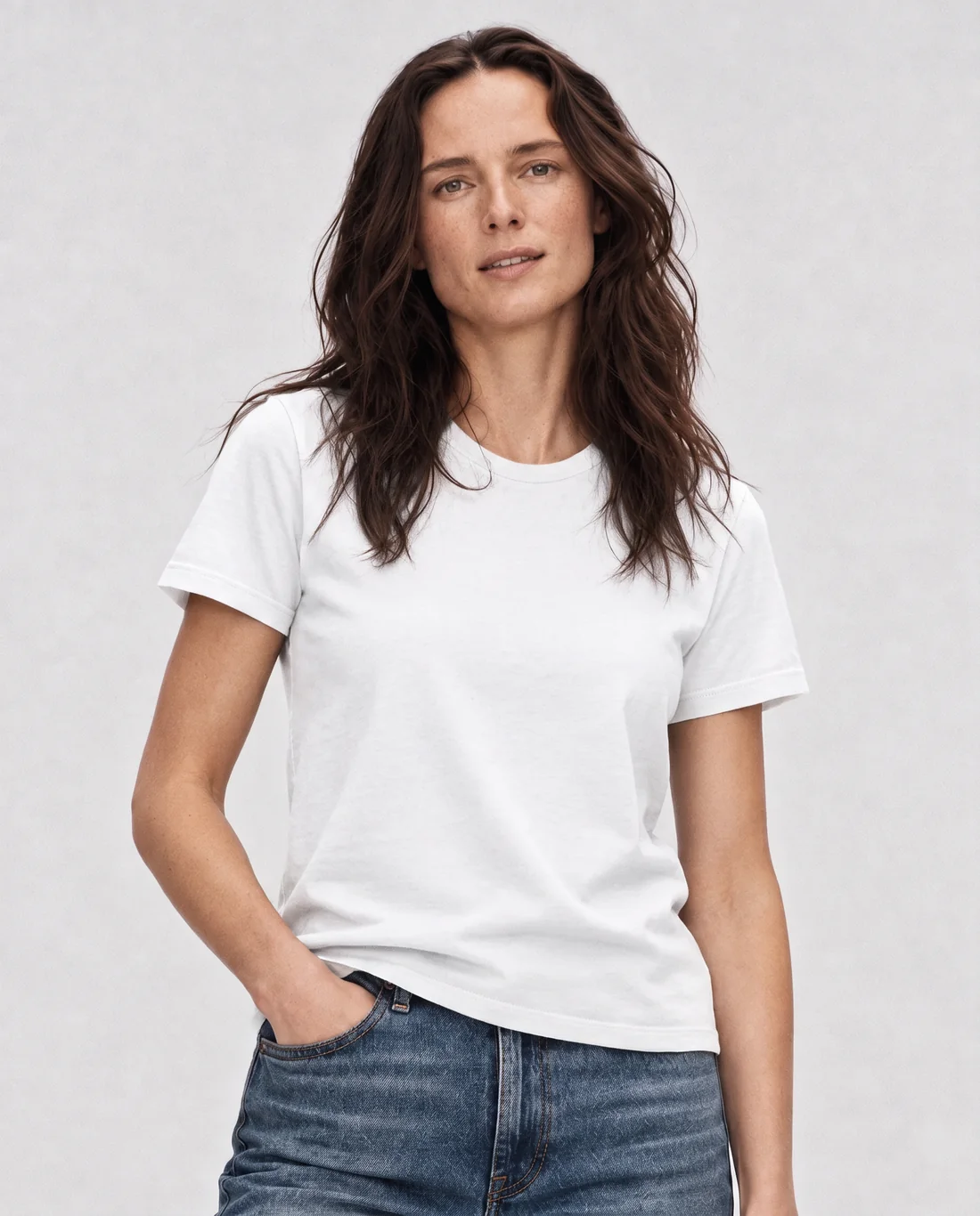 Women's Cotton Relaxed tee in White, worn in size M