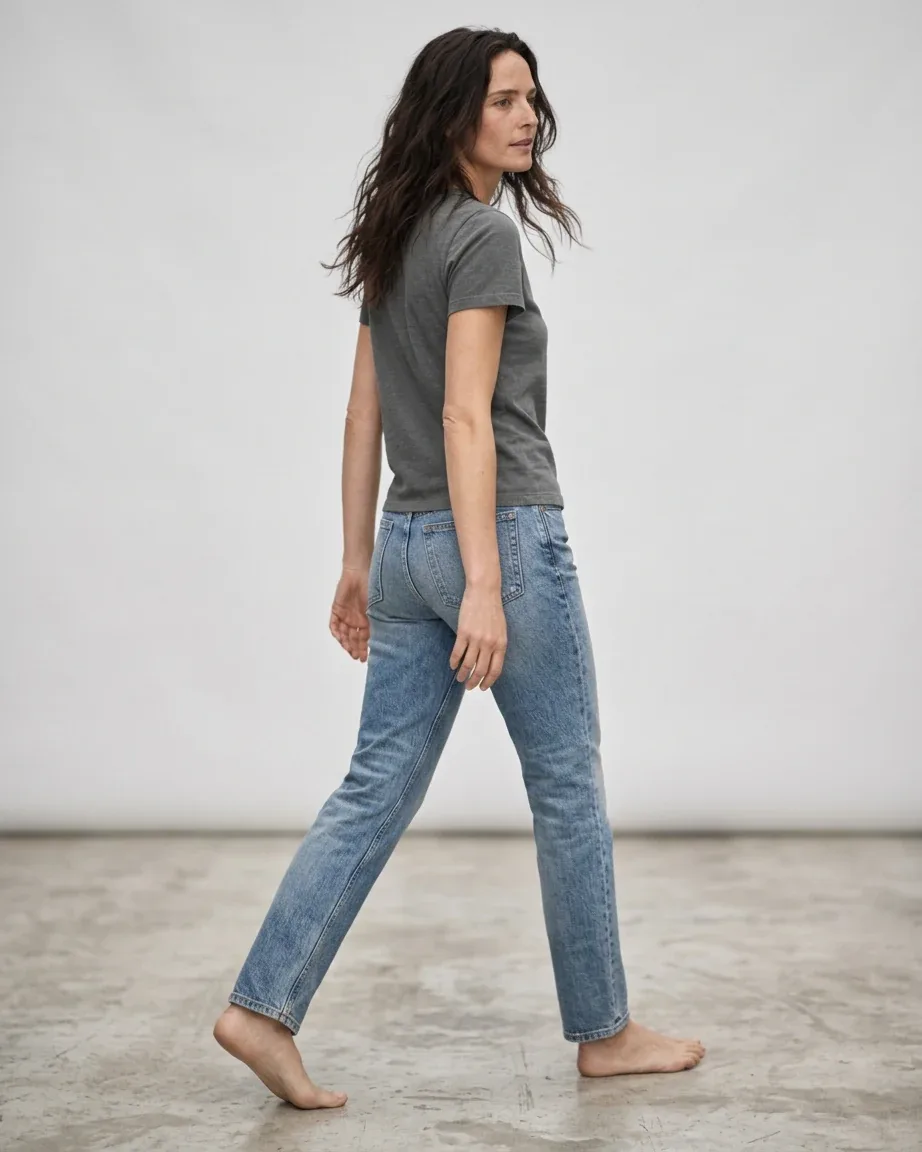 Women's Cotton Relaxed, walking fit on model in the original shoot color