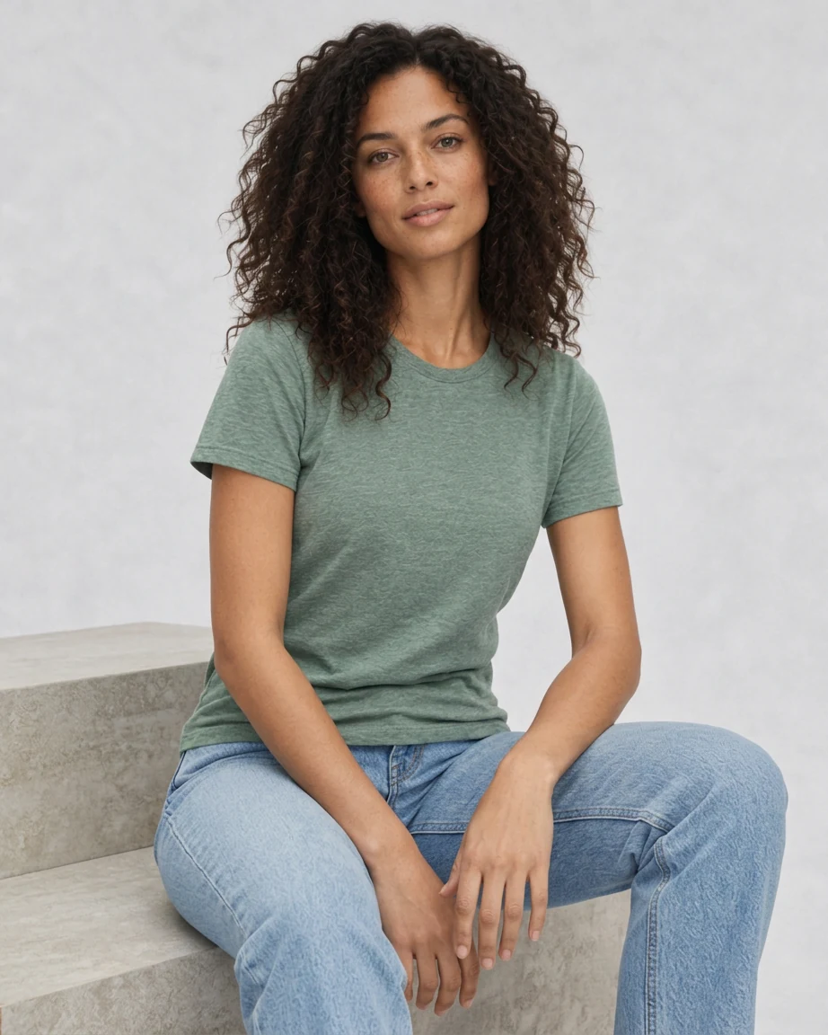 Women's Hybrid Relaxed, seated fit on model