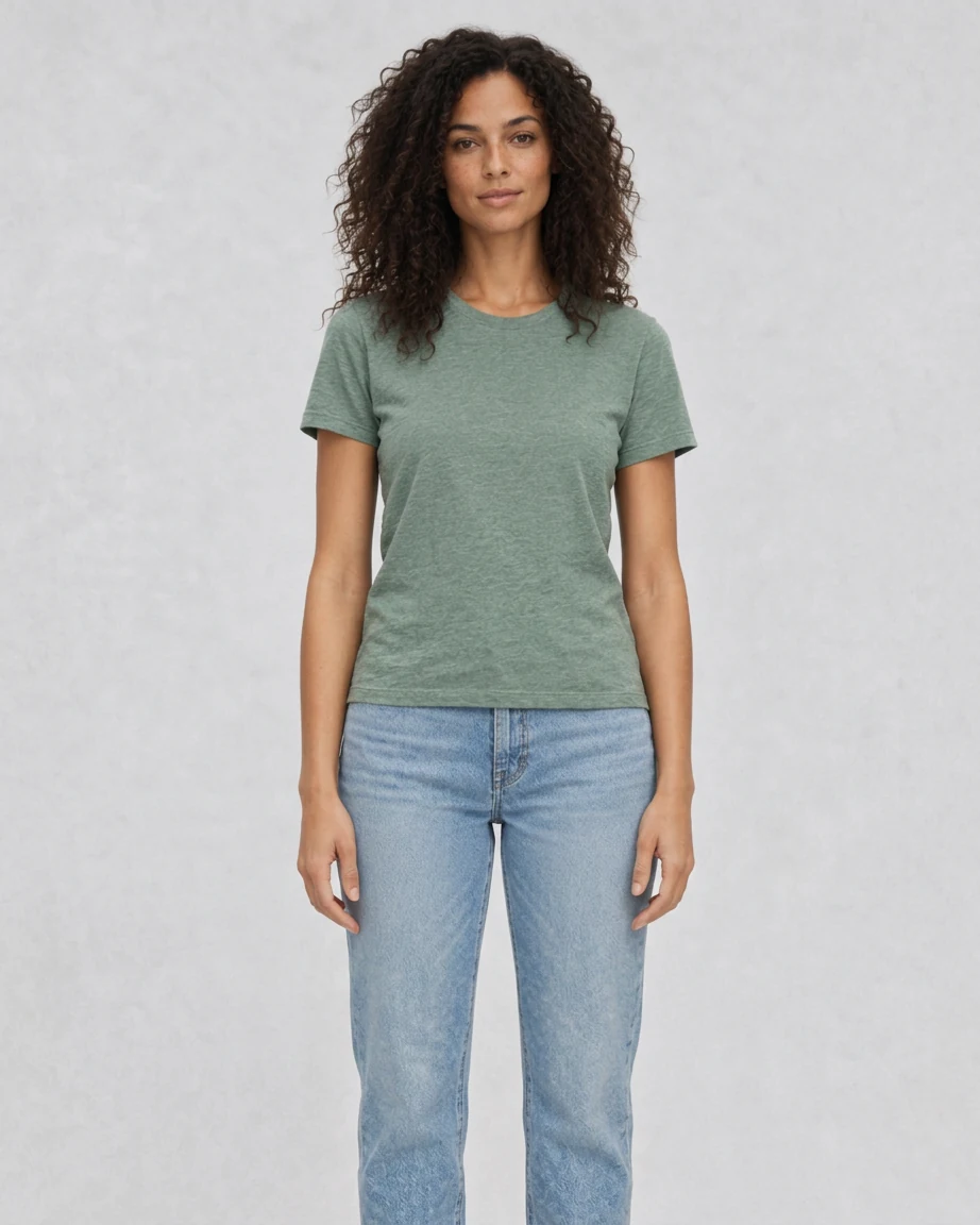 Women's Hybrid Relaxed, full-length fit on model