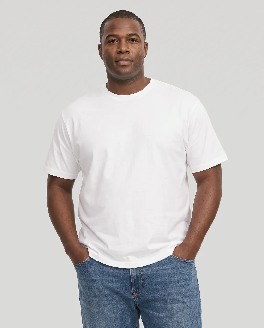 Men's Cotton Relaxed tee in White, worn in size L