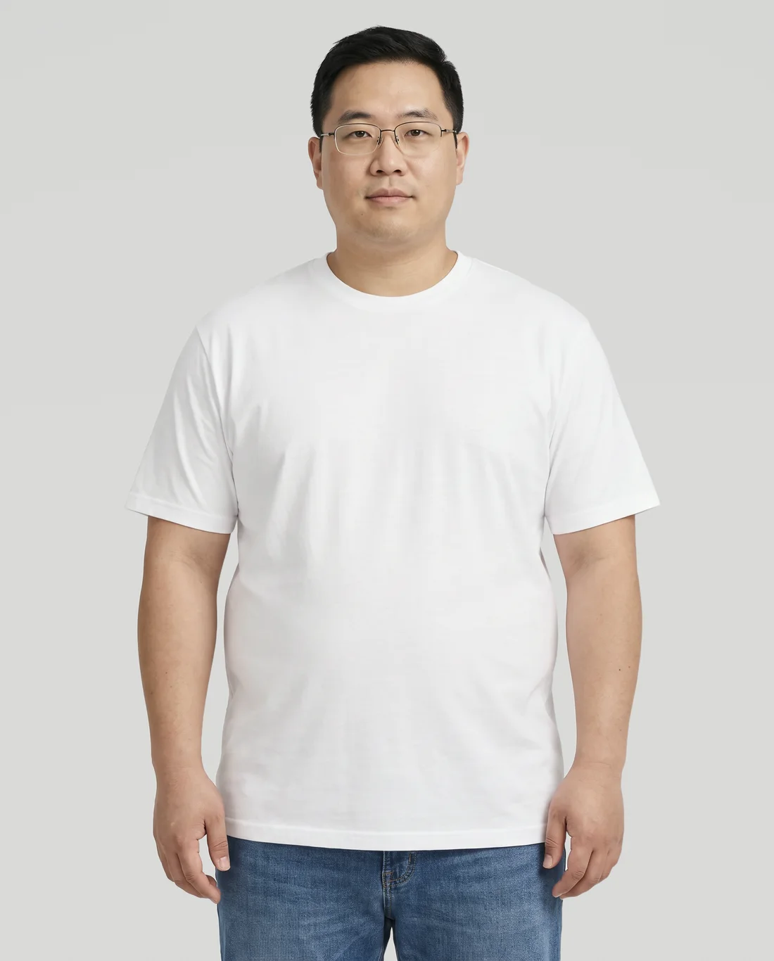 Men's Hybrid Relaxed tee in White, worn in size XL
