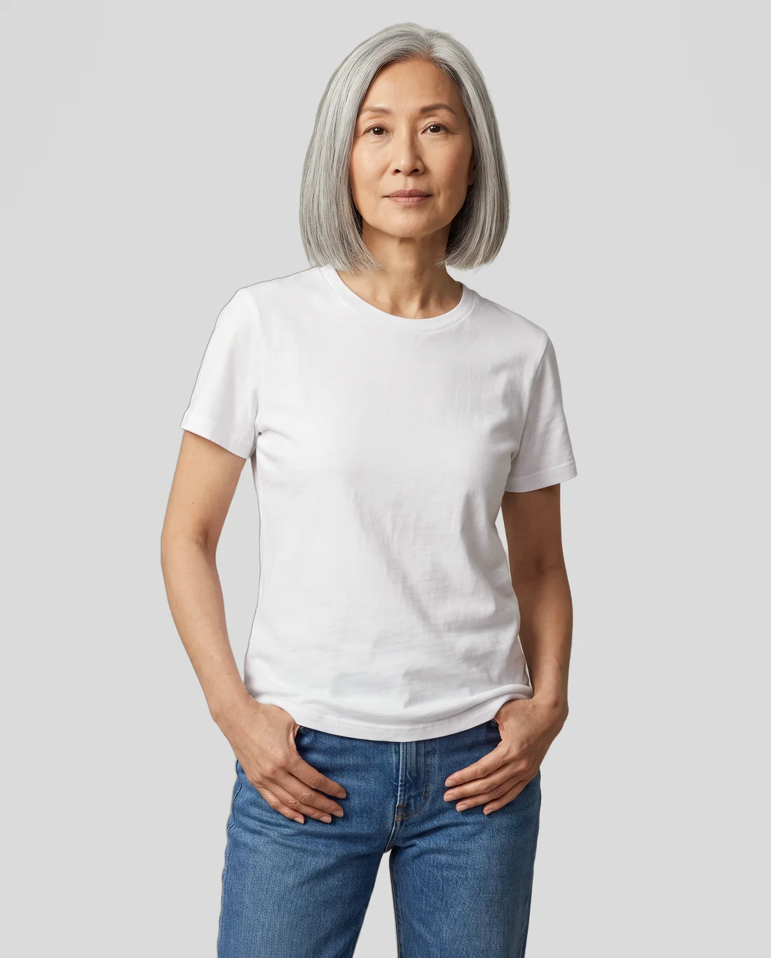 Women's Cotton Relaxed tee in White, worn in size S